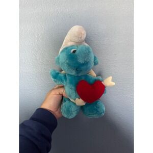 Vintage Smurf Plush Cupid Heart Arrow Stuffed Toy Collectible